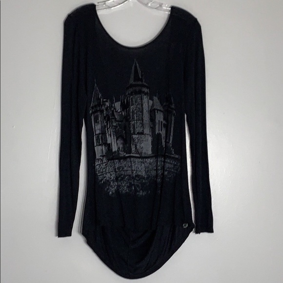 Lez A Lez Drape Back Castle Queen Long Sleeve top large women’s shirt black - Picture 1 of 8